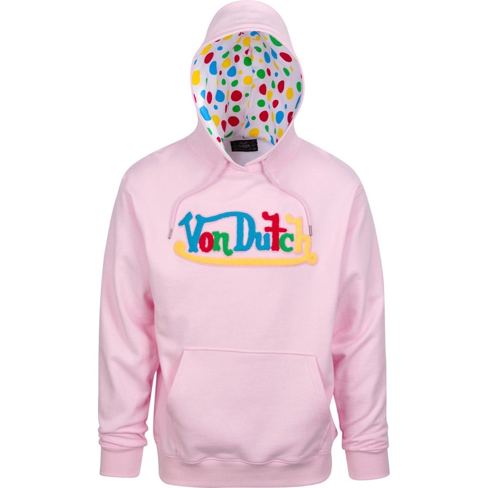 Von Dutch Unisex Pink Polka Dot Felt Embroidery Hoodie/Sweatshirt | NEW/NWOT!!🩷 - Picture 1 of 9